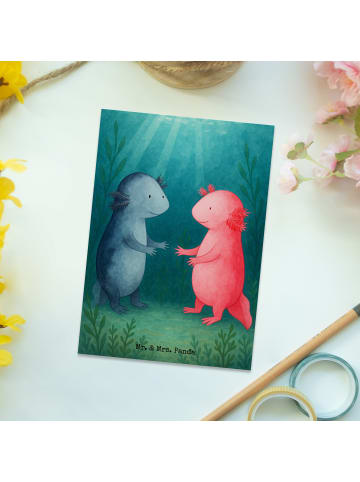 Mr. & Mrs. Panda Postkarte Axolotl Liebe Design ohne Spruch in Weiß