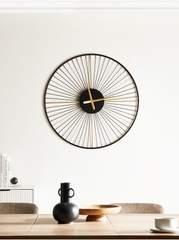 Beliani Wanduhr SAZAIS in Schwarz/Gold - (W) 80 x (H) 80 x (L) 4 cm