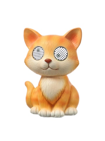 MARELIDA LED Solar Katze mit blizelnden rollenden Augen Tierfigur H: 22,5cm