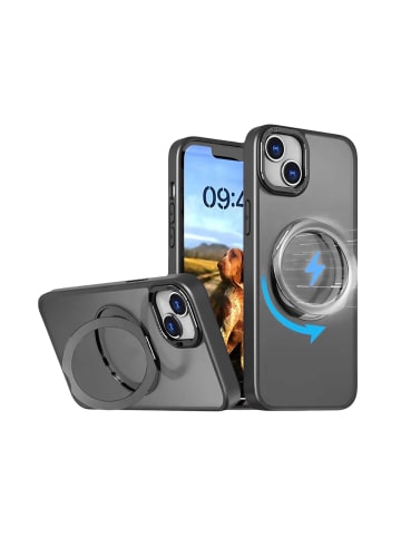 COFI 1453 Mag Ring Rotating case kompatibel mit iPhone 13 6,1" Schwarz in Schwarz