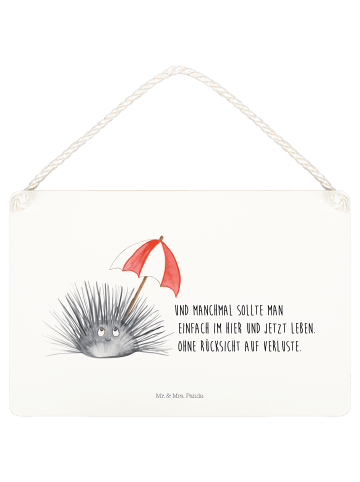 Mr. & Mrs. Panda Schild Seeigel mit Spruch in Weiß