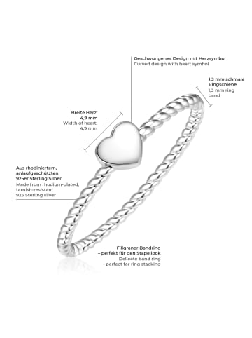 Glanzstücke München Ring Herz aus Sterling Silber in silber