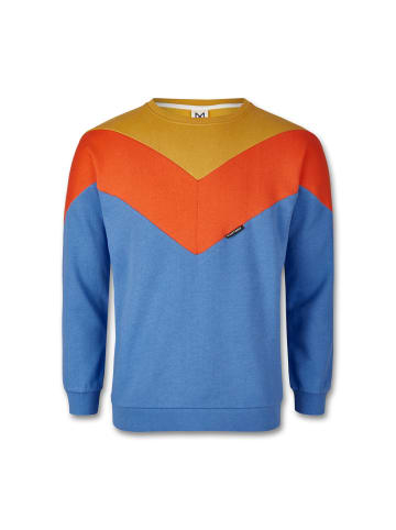 MANITOBER Cut & Sew Sweatshirt in Blue/Khaki/Orange