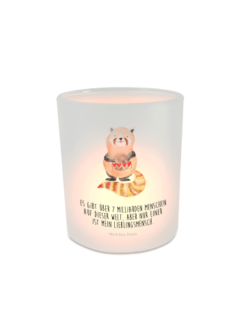Mr. & Mrs. Panda Outdoor Windlicht Roter Panda mit Spruch in Transparent