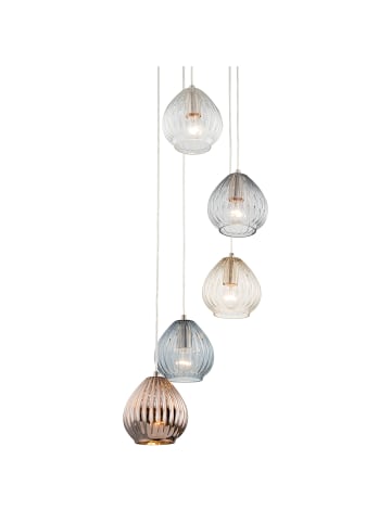 home24 home24 Pendelleuchte 5-flammig (1er Set) - Multicolor - Glas & Eisen - 1000156992 in Multicolor