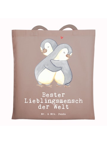 Mr. & Mrs. Panda Tragetasche Pinguin Bester Lieblingsmensch der ... in Braun Pastell