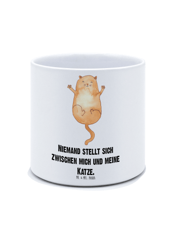 Mr. & Mrs. Panda Keramik Blumentopf Katze Umarmen mit Spruch in Weiß