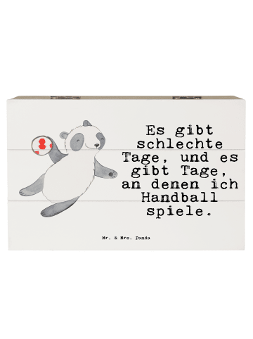 Mr. & Mrs. Panda Aufbewahrungsbox Panda Handball spielen mit Spruch in Weiß