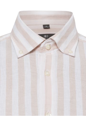 Nils Sundström Freizeithemd mit Leinen-Anteil in beige weiß - 0006