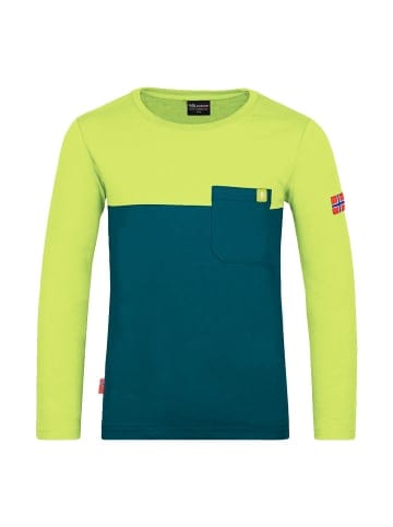 Trollkids Longsleeve "Bergen" in Petrolblau/Grün