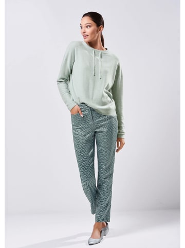 MADELEINE Schlanke Hose in edlem Minimal-Jacquard in hellmintgrün / multicolor