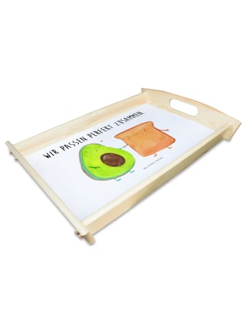 Mr. & Mrs. Panda Tablett aus Holz Avocado Toast mit Spruch in Weiß