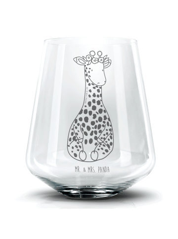 Mr. & Mrs. Panda Blümchentail Glas Giraffe Blumenkranz ohne Spruch in Transparent