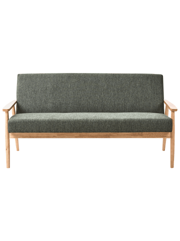 Beliani 3-Sitzer Sofa ESRUM in Grün/Braun - (W) 151 x (H) 79 x (L) 72 cm