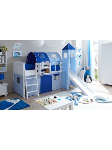 TICAA Hochbett mit Rutsche u. Turm Ekki Country in Weiß