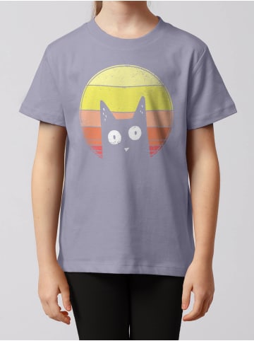wat? Apparel T-Shirt Sunset Cat in Lavender
