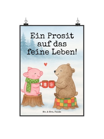 Mr. & Mrs. Panda Poster Glühschwein Sause Design mit Spruch in Weiß