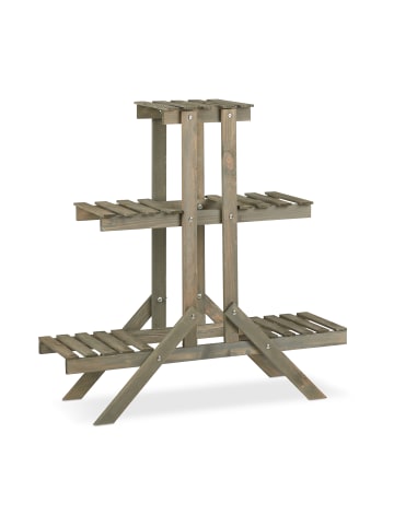 relaxdays Blumentreppe in Grau - (B)83 x (H)83 x (T)28 cm
