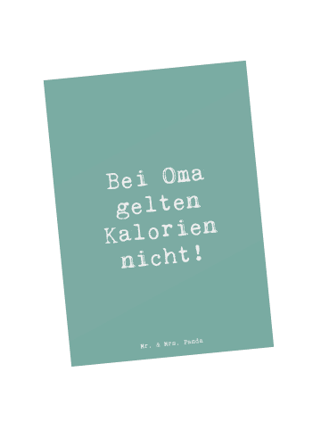 Mr. & Mrs. Panda Postkarte Spruch Oma Kalorien mit Spruch in Meeresbrise