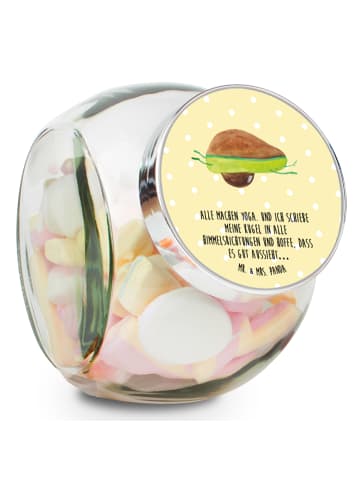 Mr. & Mrs. Panda Bonbonglas Avocado Yoga mit Spruch in Gelb Pastell