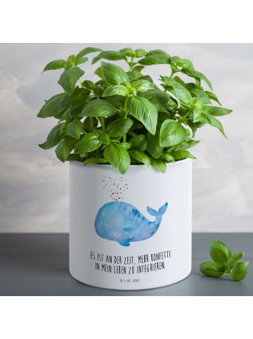 Mr. & Mrs. Panda Pflanzkübel Wal Konfetti mit Spruch in Weiß