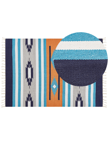 Beliani Kelim NORATUS in Bunt/Blau/Grau - (W) 200 x (L) 300 cm