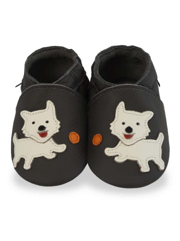 Yalion Leder-Krabbelschuhe in Schwarz