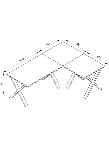 VCM  X Schreibtisch Eckschreibtisch L Form 220x160x80 in Silber / Honig-Eiche