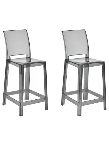 Beliani 2-tlg Barhocker WELLINGTON in Transparent/Schwarz
