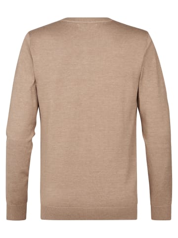 Petrol Industries Feinstrick-Pullover mit V-Ausschnitt Whitefish in Braun