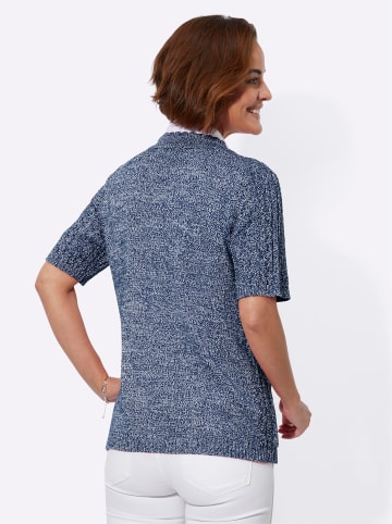 WITT WEIDEN Ajourstrickjacke in marine-hellblau-meliert
