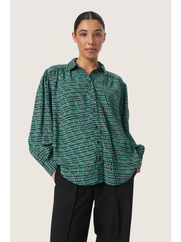 Soaked in Luxury Langarm - Hemd SLMakena Gerade Passform in Bottle Green Square Print