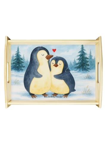 Mr. & Mrs. Panda Servierplatte Pinguin umarmen Design ohne Spruch in Weiß