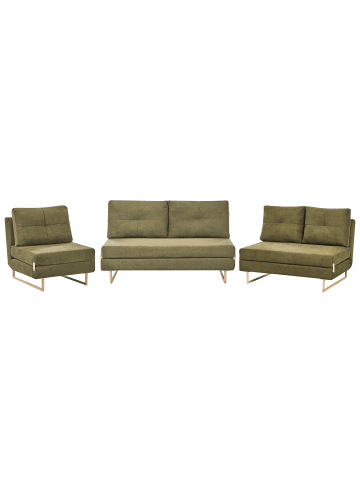 Beliani 3-tlg Schlafsofa JERSLEV in Grün/Braun