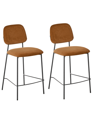 Beliani 2er-Set Barhocker DUETTE in Braun/Schwarz