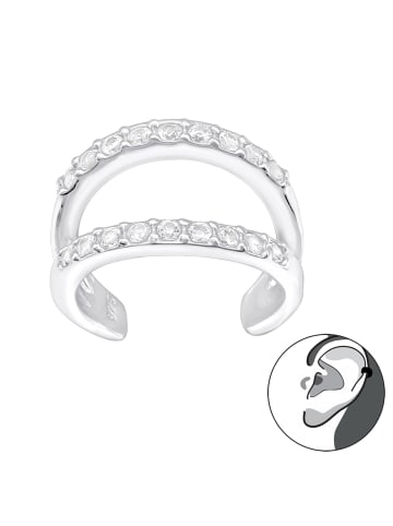 Alexander York EAR CUFF Double Line mit Kristall in 925 Sterling Silber