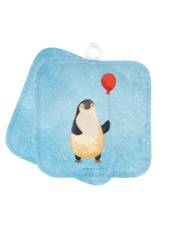 Mr. & Mrs. Panda Topflappen Pinguin Luftballon ohne Spruch in Eisblau