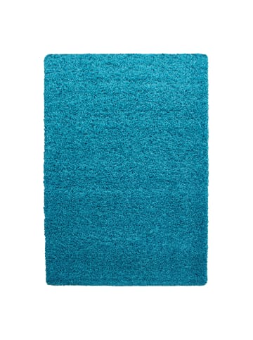 KADIMA DESIGN Teppich Hochflor Shaggy Waschbar Einfarbig RHEIN Strapazierfähig in Türkis