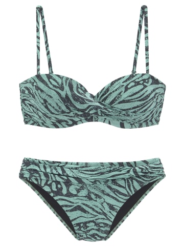 Bruno Banani Bügel-Bandeau-Bikini in jade bedruckt