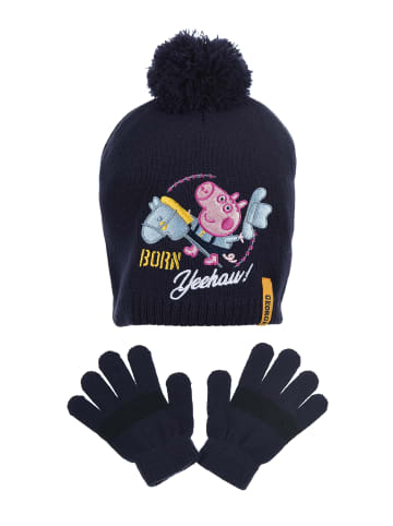 Peppa Pig 2tlg. Set: Mütze und Handschuhe Winter in Blau