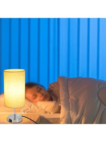 ZMH Tischleuchte in chrom 1-flammige E27 rund Touch Dimmbar