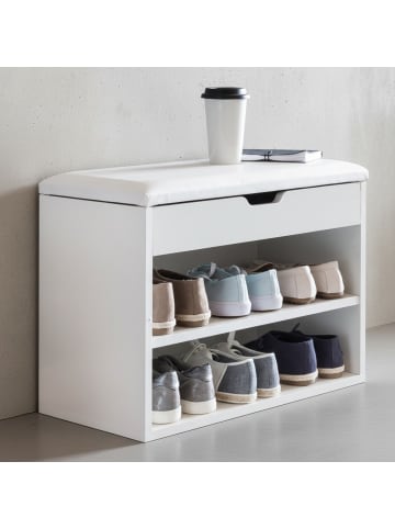 KADIMA DESIGN Schuhbank mit Sitzfläche Garderoben-Bank Holz 60 x 40 x 30 cm, in Weiß