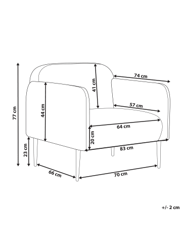 Beliani Sessel STOUBY in Grün/Schwarz - (W) 83 x (H) 77 x (L) 74 cm