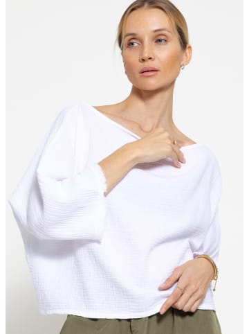 SASSYCLASSY Musselin Shirts mit 3/4 Ärmeln in Weiß