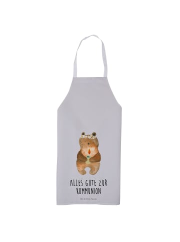 Mr. & Mrs. Panda Schürze Bär Kommunion mit Spruch in Grau Pastell
