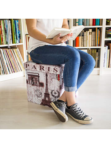 Sitzhocker Paris in Braun/Weiß - (B)38 x (H)38 x (T)38 cm