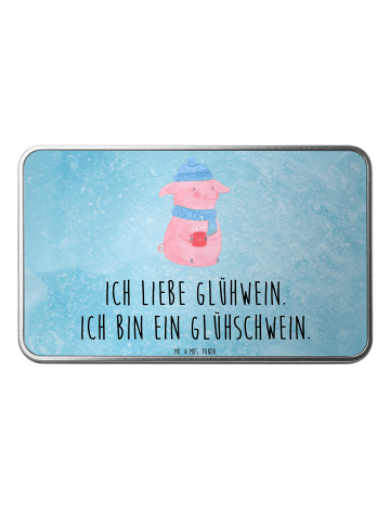 Mr. & Mrs. Panda Geschenkbox Schwein Glühwein mit Spruch in Eisblau