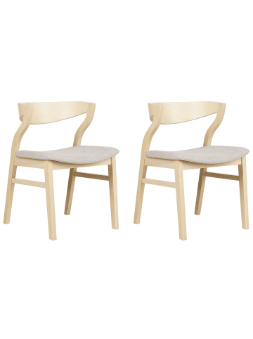 Beliani 2er-Set Esszimmerstuhl MAROA in Heller Holzfarbton/Beige