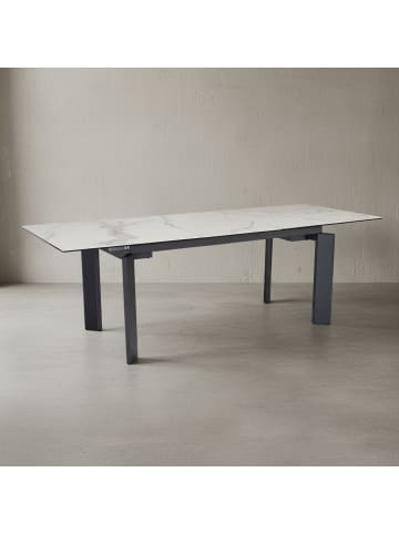 KADIMA DESIGN Esszimmertisch 180x95x77 cm Keramik Glas Esstisch Marmor-Optik, in Weiß