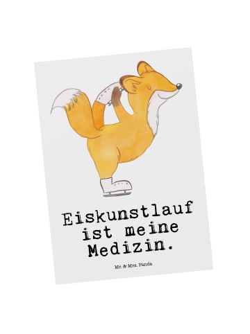 Mr. & Mrs. Panda Postkarte Fuchs Eiskunstläufer mit Spruch in Weiß
